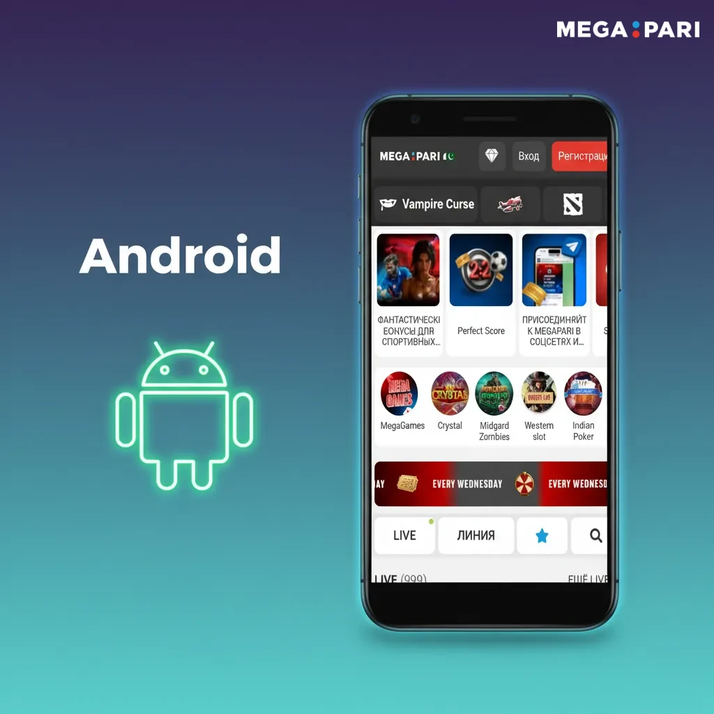 Android app download screen showing APK install steps for betting, casino, and payments on devices running Android 7.0+