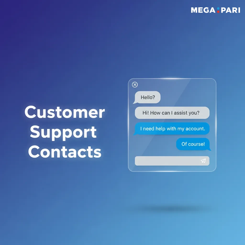 Customer Support Contacts: 24/7 payment help via live chat, in-app chat, support@megapari.com, finance@megapari.com.