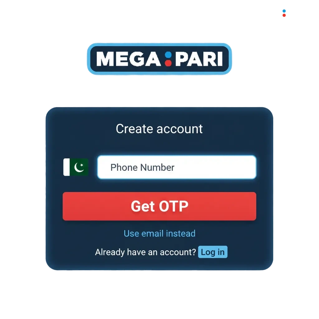 MegaPari registration, login, and verification overview with 200% bonus up to 450,000 PKR + 150 free spins