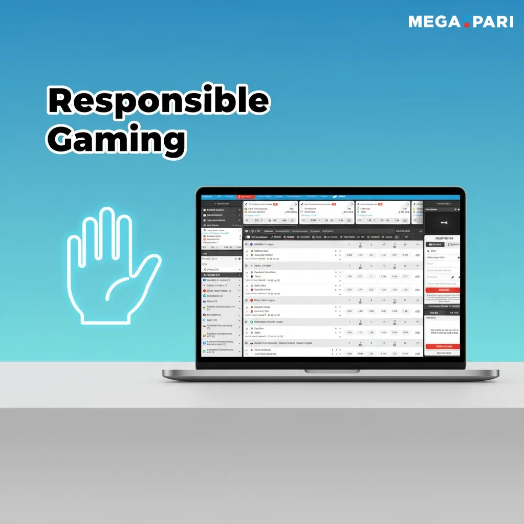 Responsible gaming: user sets betting limits on MegaPari; shield and wallet icons suggest risk, control, and support.