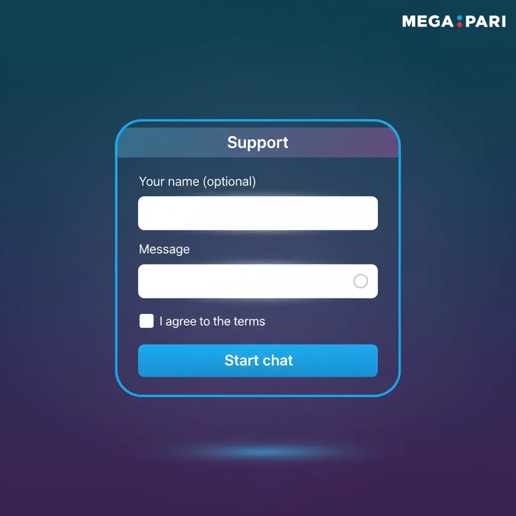 Support for MegaPari desktop users: 24/7 via app or website—live chat, email form, Help Centre, Facebook/X; no phone.