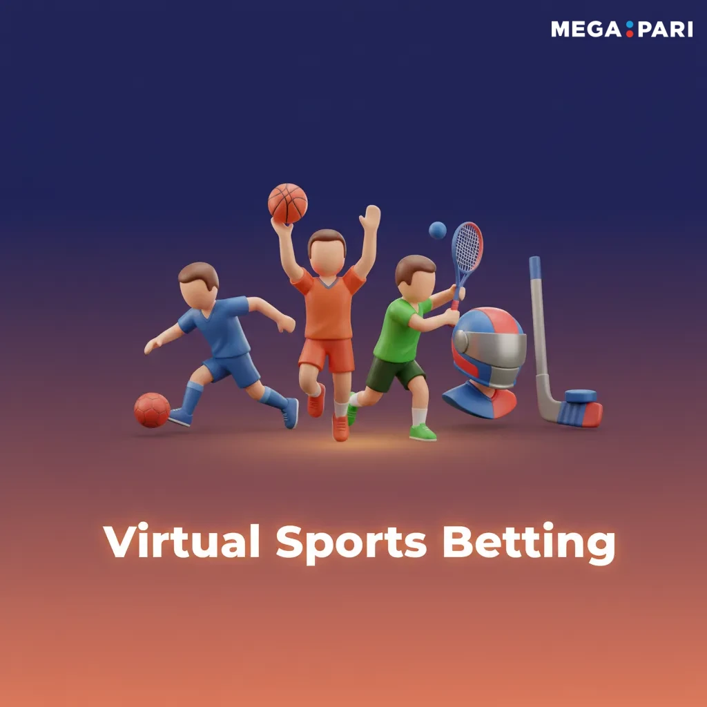 Virtual sports betting screen featuring football, cricket, horse racing, and greyhounds; 24/7, fast results.
